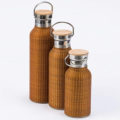 Yamashita Craft 71025663 garrafa de aço inoxidável, malha de bambu, grande, diâmetro 3,0 x altura 10,4 polegadas, 23,7 fl oz