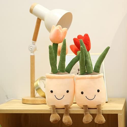 MBVBN Tulip Flower Pluxh Toy, 13,7 Boneca fofa de vaso de flores