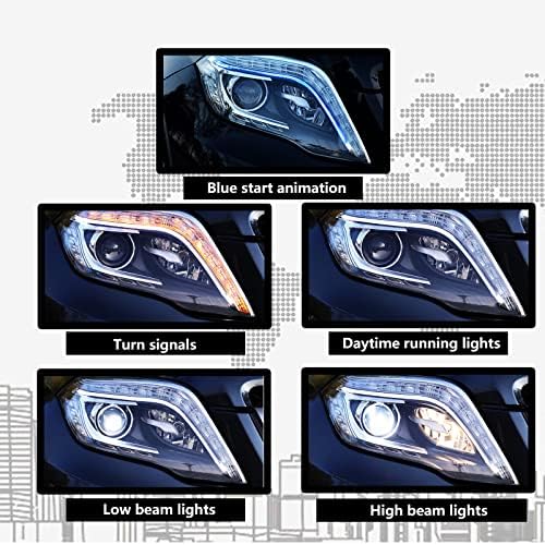 Faróis de LED da Ensvei para Mercedes Benz GLK300 GLK350 GLK250 2013-2015, conjunto da lâmpada da cabeça frontal com luzes de boas-vindas
