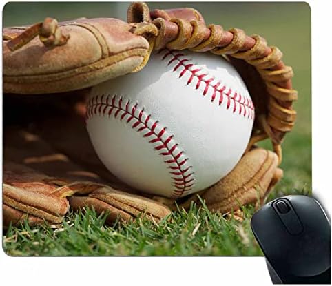 AOYEGO Baseball em luvas Mouse Pad Outfield Grass Sports Game 7.9x9,5 polegadas Lavagem de borracha não deslizante Mat dobrável