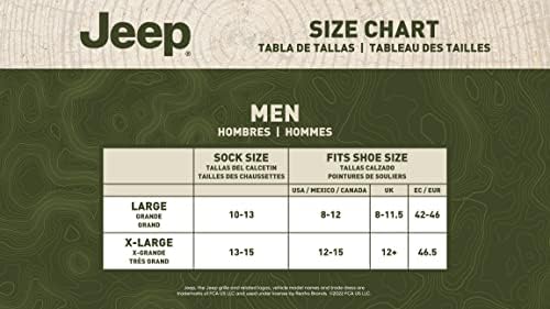 Jeep Men's Wool Blend Trail Socks-2 Par Pack Pack Packable, conforto almofadado