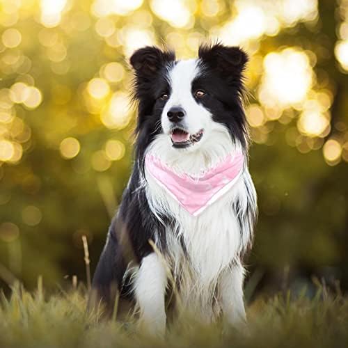 Bandanas de cães com padrão de onda rosa, 2 pacote Triângulo de cachecol de estimação lavável macio para cachorros e gatos grandes