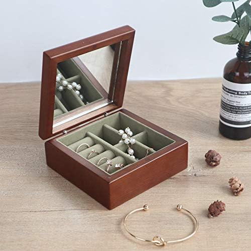 Caixa de jóias Lozse Caixa de jóias Solid Wood portátil caixa de armazenamento de jóias Viagem Brincos de colar de