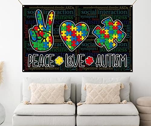 Autismo Consciência do Photo Cenário Paz Paz, Autismo Autismo Inspirational April Puzzle Peça fotografia Decoração de parede de