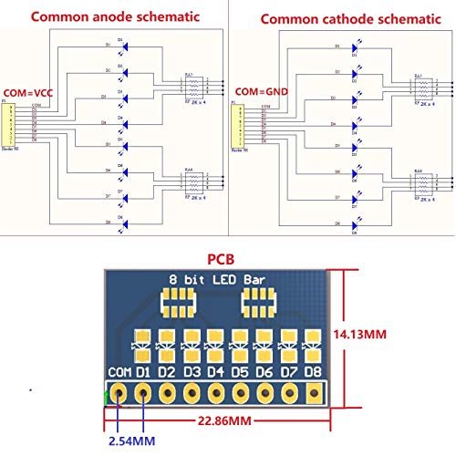 3,3V 5V 8 bits Red Kit DIY de Indicador de LED de LED comum para Arduino Nano Uno Raspberry Pi 4 Nodemcu No Pin