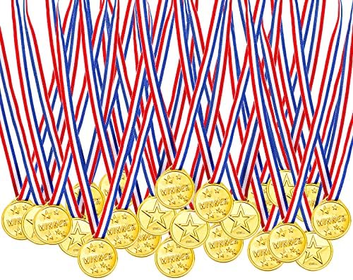 Medalhas de vencedores de plástico infantil Fasmov 100 peças, medalhas de prêmios vencedores para crianças esportivas, competições