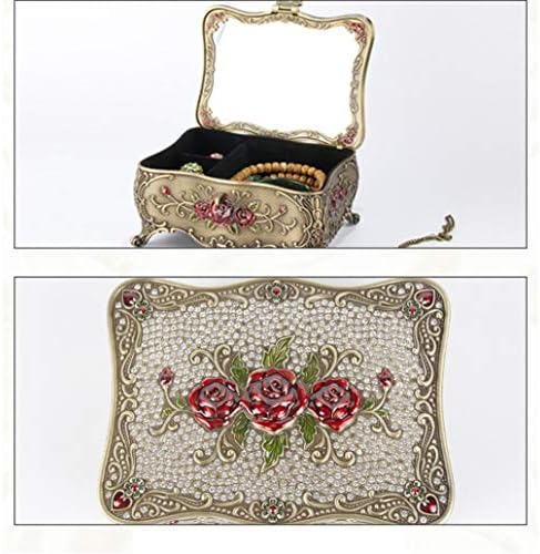Dekika Mini Caixa de armazenamento de jóias requintadas, caixa de bugigangas, caixa de jóias de borboleta de diamante vintage, caixa