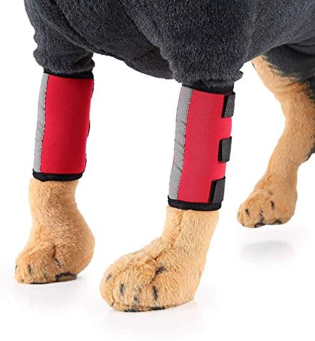 1 par protetores de cotovelo de fita refletiva, aparelho de cães de joelheiras da perna da perna de cã