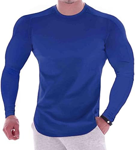 Dsodan Men Workout Compressão T-shirts de manga longa Músculo Slim Fit Secy Secying Bottoming Tops elásticos Athletic Gym Tee
