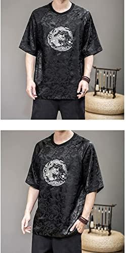 T-shirt de camiseta de estilo chinês de verão Tang Dragon Borderyer Jacquard Mangas curtas soltas Men roupas masculinas