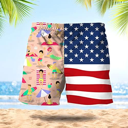 Palões de natação legais para homens, o Dia da Independência da Moda Masculina Impredida em Havaía de praia havaiana FIT SPORT CASual calças