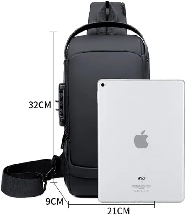 Saco de Sling de Crossbody Anti -Roubo, mochila no peito à prova d'água com carregamento USB, mochila ombro para homens e mulheres