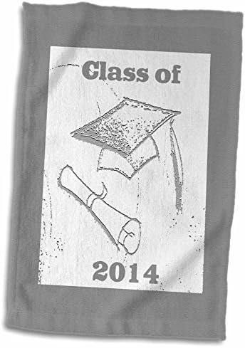 3drose esboço de tampa de graduação e diploma, turma de 2014, cinza - toalhas