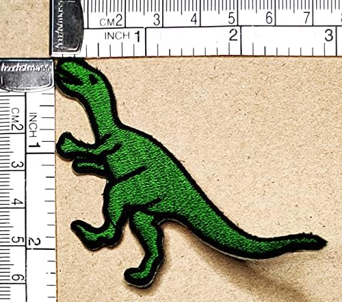 Kleenplus 3pcs. Green Dinosaur Ceratosaurus Ferro em Patches Dinosaur Cute Animal Cartoon Crianças Estilo de Moda Moda Bordada Motificação Aplique Aplique Decoração Emblema Costum Artes Reparo