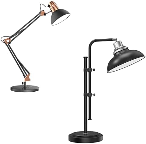 Lâmpadas de mesa de metal Lepower, lâmpadas de mesa ajustáveis ​​com interruptor ligado/desliga, lâmpada de leitura para cuidar para o escritório do escritório
