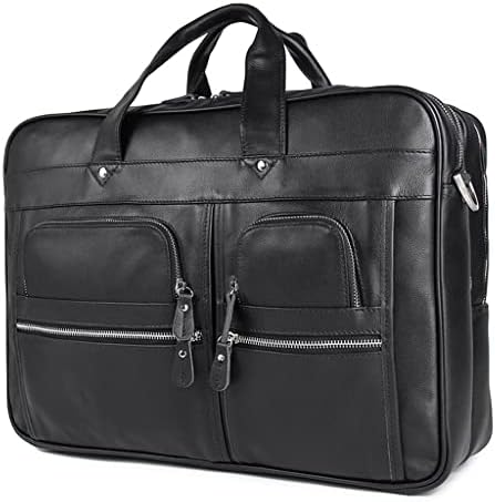 Sxnbh Leather 15.6 '' 17 '' Laptop Office Men Braça de negócios Portfólio de bolsas de viagem de viagem