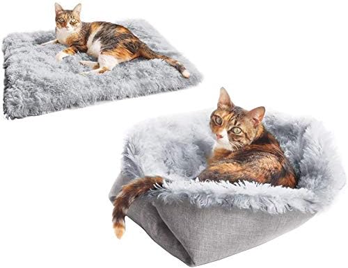 Cama de gato Xiaqiu Camas de pelúcia de cachorro pequenas, manto macio e macio de 2 polegadas e cama de rosquinha