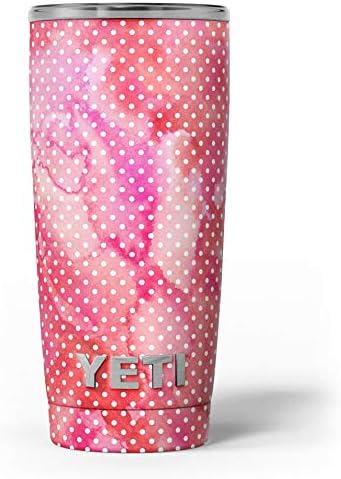 Design Skinz Os Dots de Polca Aquarela Vermelha e Rosa - Kit de Vinil Decalque de Decalque para a pele Compatível com as copos do cooler de Yeti Rambler