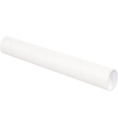Tubos de correspondência de suprimentos de pacote superior com tampas, 3 x 6, branco