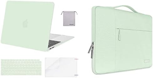 Mosis compatível com MacBook Air 13 polegadas Caso 2022-2018 Release A2337 M1 A2179 A1932, Caixa dura de plástico e bolsa de pasta multifuncional e capa e protetor de tela e bolsa, Honeydew Green