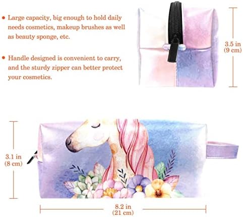Tbouobt Gifts for Men Mulheres Bolsas de maquiagem bolsa de higiene pessoal Sacos de cosméticos, UNICORN Cartoon Pink