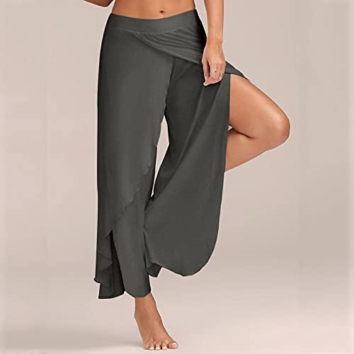 Calças Wocachi Capri para mulheres, Women's Yoga Harem Pants Side fenda de correntes de treino ativo Sorto de moletom de