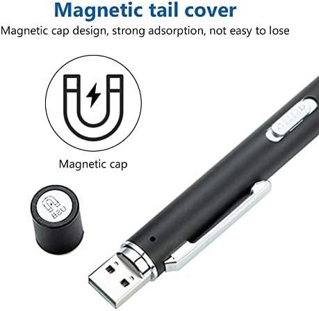 Tbiiexfll USB recarregável a mão de caneta manual mini lanterna lâmpada lâmpada de tocha com aço inoxidável com bolso de clipe lanterna
