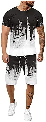 Sport para masculino, camiseta de manga curta masculina e shorts definem roupas de verão de traje esportivo de 2 peças