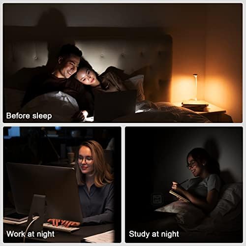 GNENG LED LIDADE USB Night Lights, 3 cores Lâmpadas de leitura USB com controle de voz, lâmpada de mesa de LED inteligente para o escritório em casa Leitura de mesa