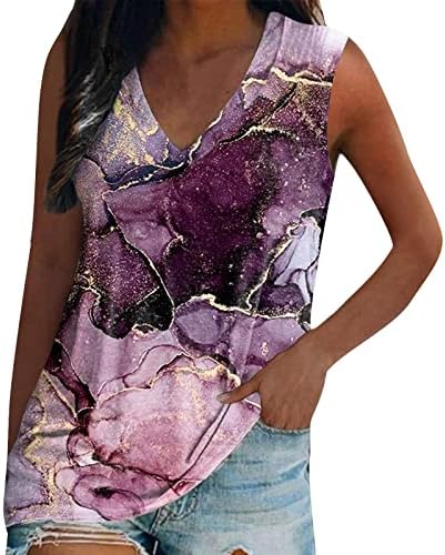 Camisetas gráficas femininas femininas moda sem mangas contra o pescoço Tops