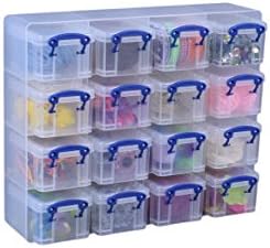 Organizador realmente útil, caixas de armazenamento de 16 x 0,3 litros em um organizador de plástico transparente e caixas transparentes