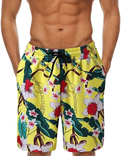 Thorts de tábua de verão zddo para homens folhas havaianas estampas florais troncos de natação soltos shorts de praia de natação