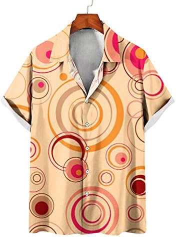 Camisa havaiana masculino Button de impressão geométrica Up camisetas de manga curta Tops de praia Esportes de esportes