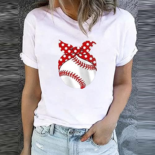 Camisas de beisebol feminino Mama Mamas curtas T-shirt Tops Summer Fashion Round pescoço lazer solto camisa túnica