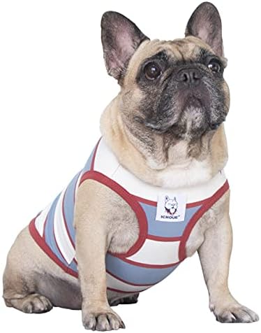 Ichoue Dog T Tank Top Top Roupas para Bulldog Inglês Frenchie Pug - Cinza rosa, grande