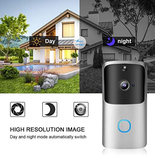 Câmera de vídeo da campainha para segurança doméstica, 720p HD Câmera de segurança inteligente da porta visível, Multifuncional Durablenight