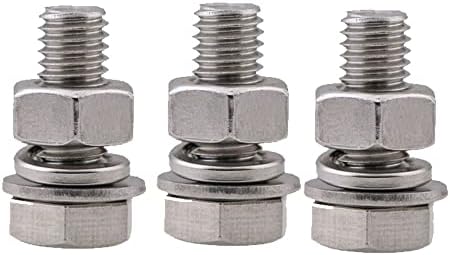 M3m4m5m6m8 304 parafusos de parafuso hexagonal ss e junta de mola de arruela plana e porca de parafuso conjunto de 4 polegadas