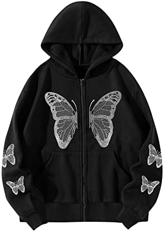 Colete gótico feminino Capuz de capuz requintado de jaqueta com capuz de borboleta.