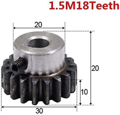 XMeifeits Industrial Gear Industrial 2pcs Espurra de engrenagem pinhão 18t 18teets mod 1.5m Bore 8mm 10mm 12mm de