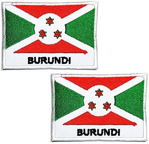 Kleenplus 2pcs. 1,7x2,6 polegada. Bandeira de bandeira de Burundi country nacional bandeira nacional bordada apliques distintivos
