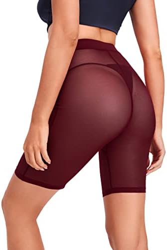 Verdusa Mulheres See através da Mesh High Caist Sheer Biker Shorts