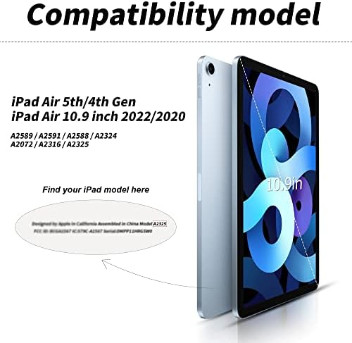 Kenke Case for iPad Air 5th/4th Generation 10,9 polegadas 2022/2020, Slim Trifold Stand Smart Case [suporta carregamento de lápis de