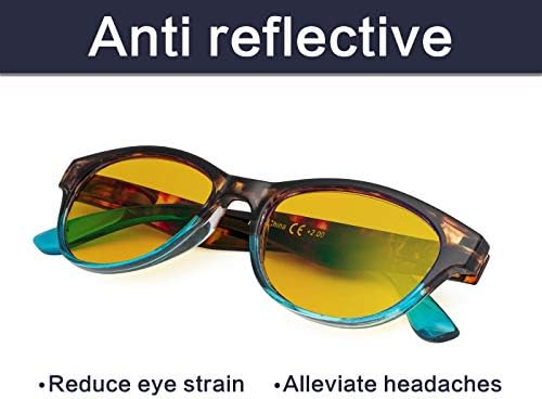 Ladies Cat Eye Computador de leitura de óculos bloqueando a luz azul âmbar Filtro colorido Raios UV Reduce leitores de fins oculares