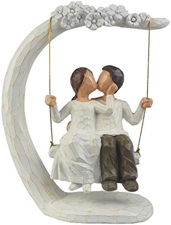 Estatuetas de casal romântico no amor, 9 polegadas pintadas à mão doce amor juntas esculturas para lembrar o belo momento