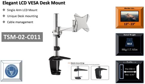 OSD Audio TSM-02-C012 Montagem de mesa estendida de braço único para monitor de 13 a 23 polegadas