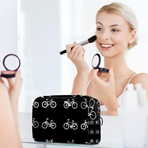 Bolsa de higiene pessoal, bolsa cosmética de maquiagem para mulheres, Modern Black and White Bicycle Pattern