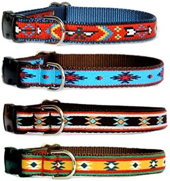 Tamanho do colarinho de cachorro Navajo L. Tribal étnico do sudoeste boho boêmio elegante designer da moda mostarda