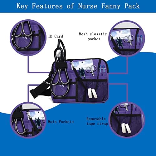 Enfermeira Fanny Pack, enfermagem Fanny Pack para enfermeira, bolsa de cintura para mulher, homem-púrpura