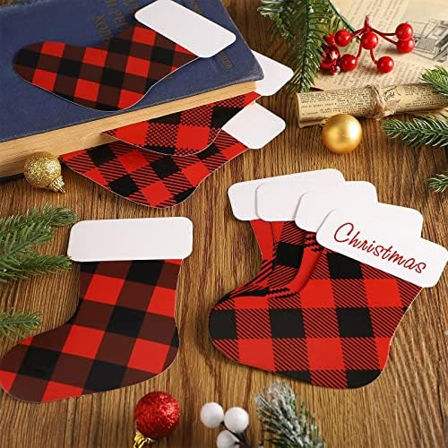 40 peças recortes de meias de Natal com 60 pontos de cola de ponto vermelho e preto recortes de natal para tags de bulletim sala