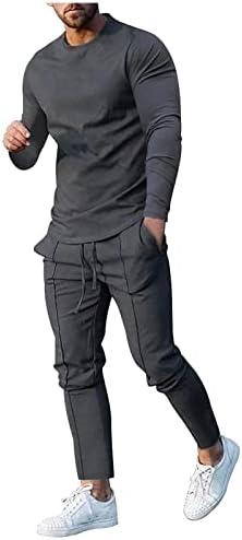 Xiaxogool Soldes de moletom sólido para homens Pullover de pullocatinho de tripulação Top de manga longa e leggings Conjuntos